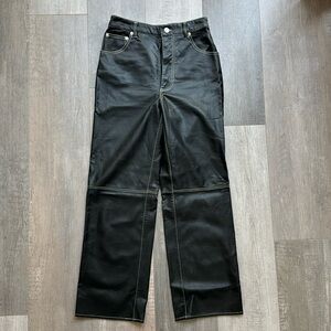 Free People Women's Black Faux Leather Straight Ankle Pants Size 2